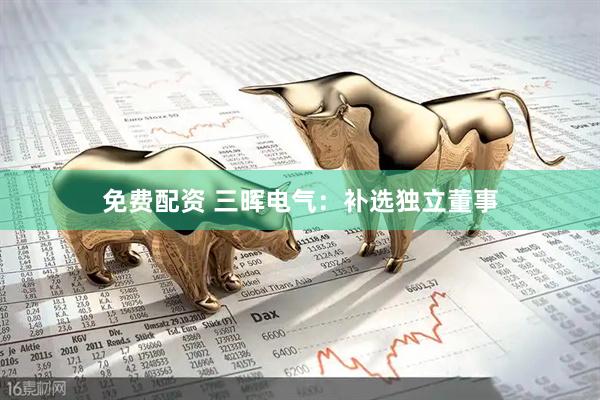 免费配资 三晖电气：补选独立董事