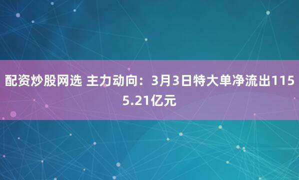 配资炒股网选 主力动向：3月3日特大单净流出1155.21亿元